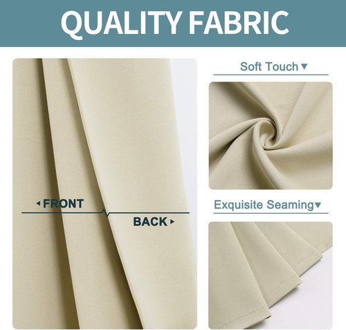 ChrisDowa Grommet Room Darkening Curtains - Thermal Insulated Blackout Panels, Beige, 42W x 84L