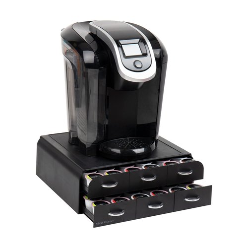 Mind Reader 72 Pod Coffee Drawer Organizer, 2 Tier Storage for Single Serve Pods, Coffee Machine Base, Countertop Pod Holder, Black