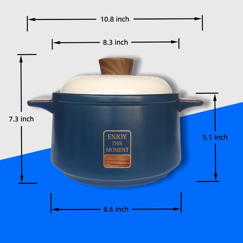 YVZNC Clay Cooking Pot with Lid，featuring long-lasting heat retention, suitable for family members to cook and prepare soups（3.7-Quart)