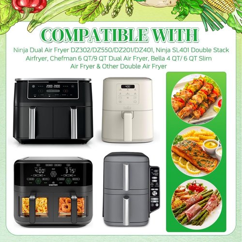BYKITCHEN Air Fryer Liners - 300PCS Disposable Parchment Paper for Ninja Dual Airfryer | Compatible with DZ201, DZ401, DZ550 & Bella Slim