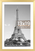Upsimples 13x19 Picture Frame - Elegant Gold Wall Hanging Frame for 11x17 or 13x19 Photos | 1 Pack