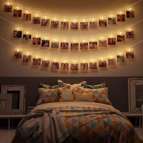 CozyHome - 5.5YD LED Photo String Lights with Clips & Timer Remote | Perfect for Indoor Decor