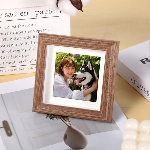 Alrhso 4x4 Shadow Box Picture Frame Small Shadow Box Frame Display Case Picture Frames Made of Solid Wood to Hang Memory Sports Memorabilia, Medals, Wedding, Pins, Awards, Tickets and Photos