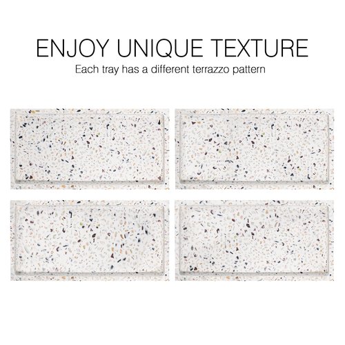 Luxspire Bathroom Vanity Tray, 8 x 4 inch Resin Kitchen Sink Tray for Soap Dispenser Bathroom Countertop Organizer Plate Holder for Perfume Soap Towel Bathroom Accessories, Mini, Terrazzo