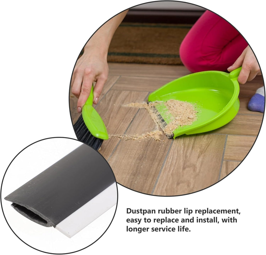 Skiennix 4Pcs Dustpan Rubber Lip Replacement Strips - Easy Installation for Efficient Cleaning | Soft Black