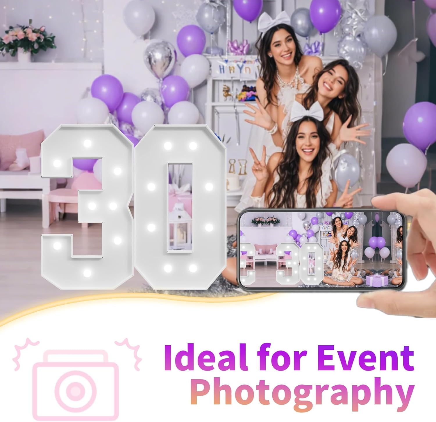 Number 40 Marquee Sign - 3 Feet Tall Light Up Decoration for 40th Birthday Party & Anniversary