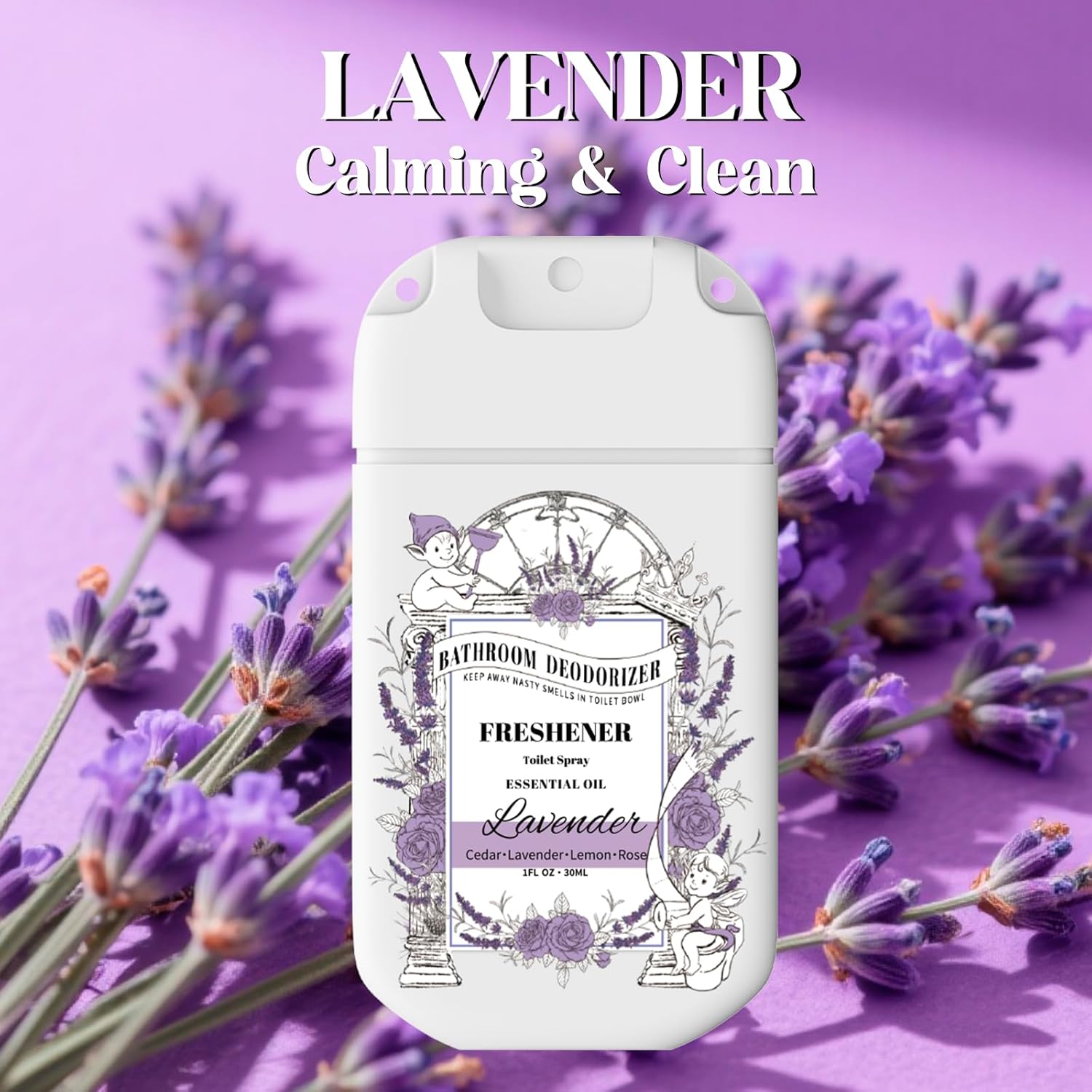 Travel Size Air Freshener Spray by [Brand Name] - Bathroom Deodorizer with Lemon Lavender Eucalyptus Scent