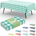 Smiry Disposable Tablecloths - 3 Pack Teal Gingham, Heavy Duty Waterproof 54" x 108" Covers for Parties