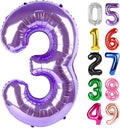 Purple Number 3 Balloon - 40 Inch 3rd Birthday Celebration Decoration for Kids & Adults