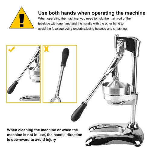 Stainless Steel Manual Press Juicer, Heavy Duty Hand Press Juice Extractor U Shaped Base for Oranges Lemons Citrus Fruits