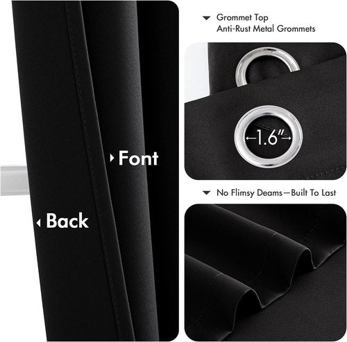 MIULEE Blackout Curtains - Thermal Insulated Room Darkening Drapes | 64-Inch Grommet Top Panels