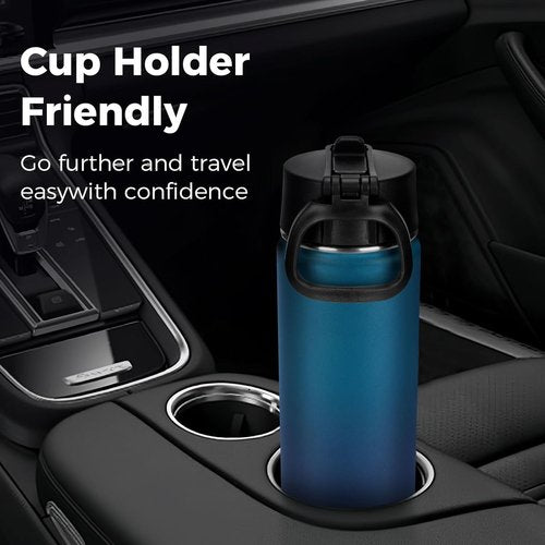 Neihepal Insulated Water Bottle - 22 Oz Double-Walled Stainless Steel with Straw Lid | Leak-Proof, Dark Night