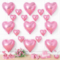 Skiennix Pink Heart Balloons - 19PCS 18-Inch & 10-Inch Mylar Foil Balloons for Weddings & Birthdays