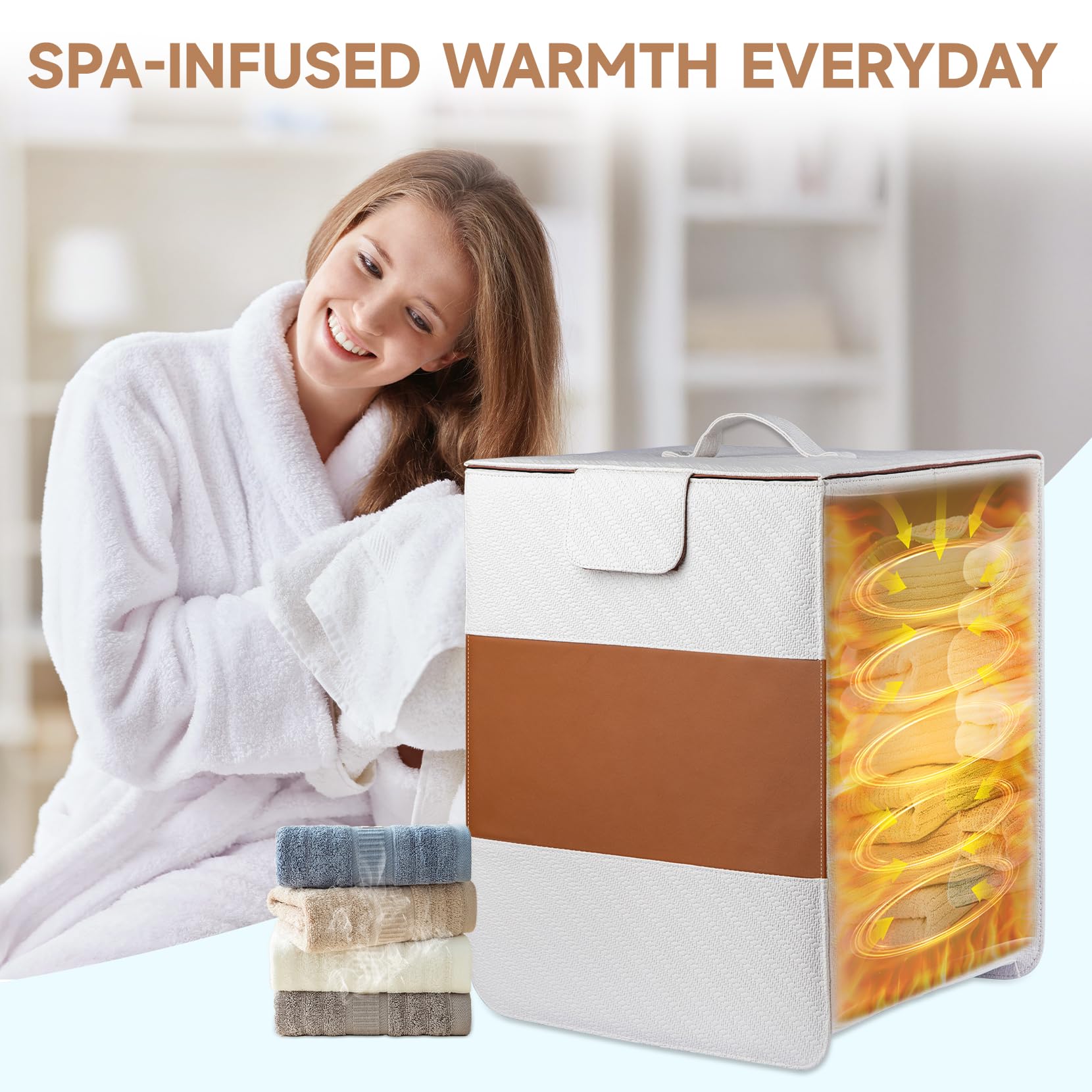 Parquix 38L Foldable Towel Warmer for Bathroom, Home & Spa, Large Capacity for Oversized Towels, Blankets & Robes, 4 Temp Modes, Auto Shut-Off Timer, Perfect Spa Gift for Loved Ones