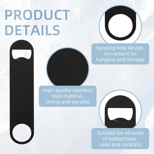 Yugada 100 Pack Flat Beer Bottle Opener 7 inch Stainless Steel Flat Bottle Opener Beer Bottle Openers for Bartender Kitchen Bar Restaurant (Black)