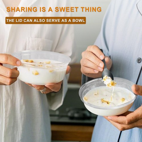 OBXMLFY 8oz Plastic Containers With Lids And Spoons 50 Pack, Dessert Cups With Lids,Small Disposable Snack Bowls For Ice Cream Cake Fruit Parfait Pudding And Jello Shot (8oz)