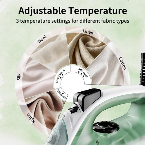 Martisan Powerful Steamer, New Version, Fits for Nearly All Fabrics, Anti-drip, Anti-calc, Self-cleaning, Fast Heating, Smooth Soleplate, Mini Iron, Strong Steam Burst, Green Steam Iron for Clothes