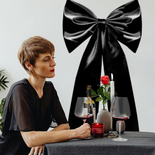 Coquette Large Satin Bow - 24 x 42 Inches | Giant Black Bow Ribbon for Room Decor & Party Backdrop