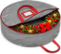 ZOBER Wreath Storage Bag - 30 Inch Dual Zippered Container for Artificial Wreaths - Durable Gray Design
