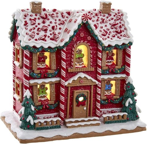 Kurt S. Adler 9.5-Inch Gingerbread LED House - Battery-Operated with Music Box