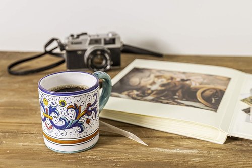 thatsArte.com Fima Italian Ceramic Mug Ricco Deruta Blu - Hand Made Pottery Coffee Mugs, Deruta Italian Pottery, Painted Mug, Italian Ceramic, Made in Italy, Painted Coffee Mug, Mugs Handmade