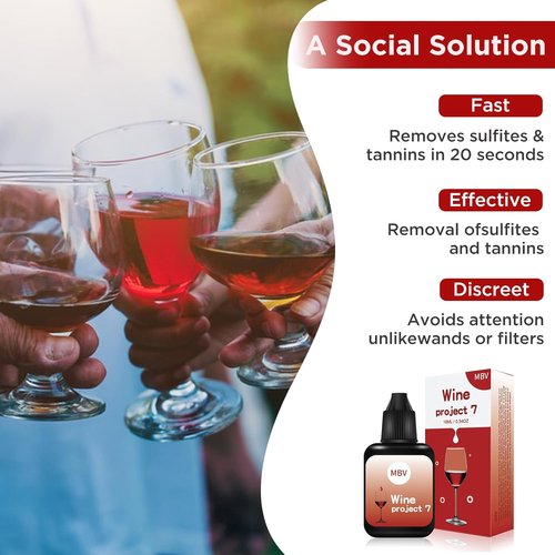 2 Bottles Wine Filter Drops, Red White Wine Lovers Tasteless Purifier Accessories Filters for Histamines and Sulfite, Gifts for Him Men and Women