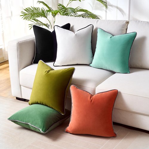 Black and White Pillow Covers for Couch Throw Pillows 18x18 Black and White Decorative Cushion Covers Accent Home Decor Sofa Modern Decorative Neutral Velvet Cases for Bed Bedroom Living Room Set of 2
