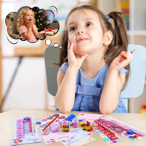 AT-DRESSINGDAY Valentine's Day Gifts Party Favor 28Pcs Stationery Gifts Party Favor Goodie Bag Exchange Gifts Rewards Prizes