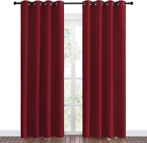 NICETOWN Burgundy Blackout Curtains - Thermal Insulated Grommet Drapes for Living Room | 55 x 86 Inches (1 Pair)