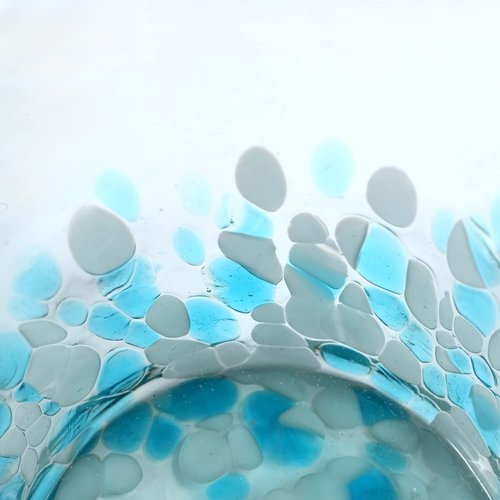 Handmade con Amor - 12 oz Hand Blown Mexican Drinking Glasses - Set of 6 tumblers, 11-13 fl oz each, Ocean Blue Confetti