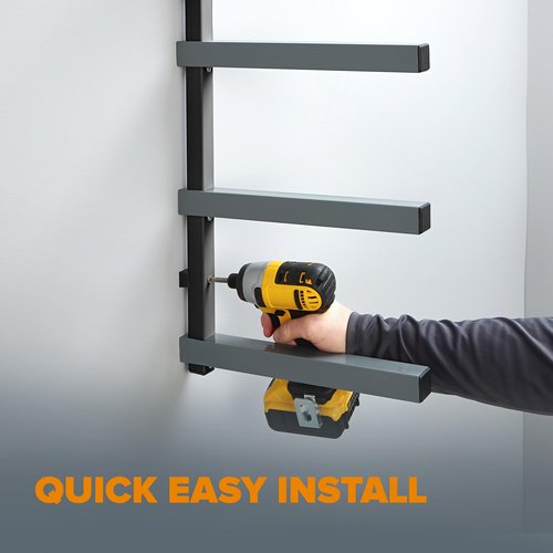 Bora 4-Level Lumber Storage Rack Wood and Garage Organization Space-Saving Metal Shelf for Pipes, Boards, Plywood, and Building Materials - PBR-004B Black Gray