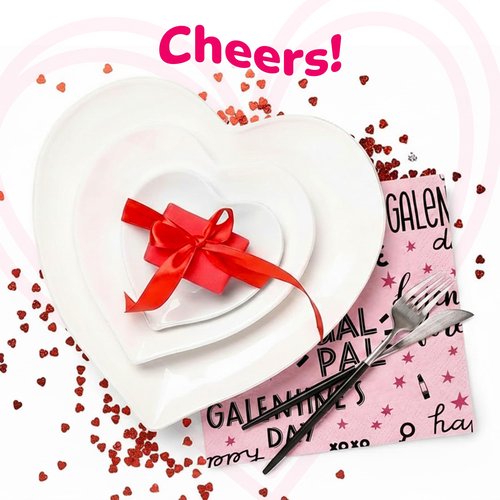 ArtCreativity Galentine's Napkins - 80 Pcs - Red Heart Cocktail Napkins for Galentine’s Day Party Decorations 5"x 5" - Party Decor Ideas to Celebrate Besties Friendship, Women’ s Day, Bridal Shower