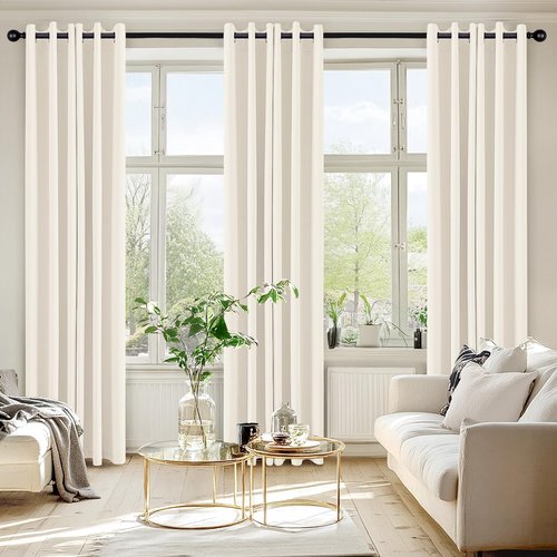 MIULEE Blackout Curtains - Thermal Insulated Room Darkening Drapes | 72-Inch Beige & White Panels