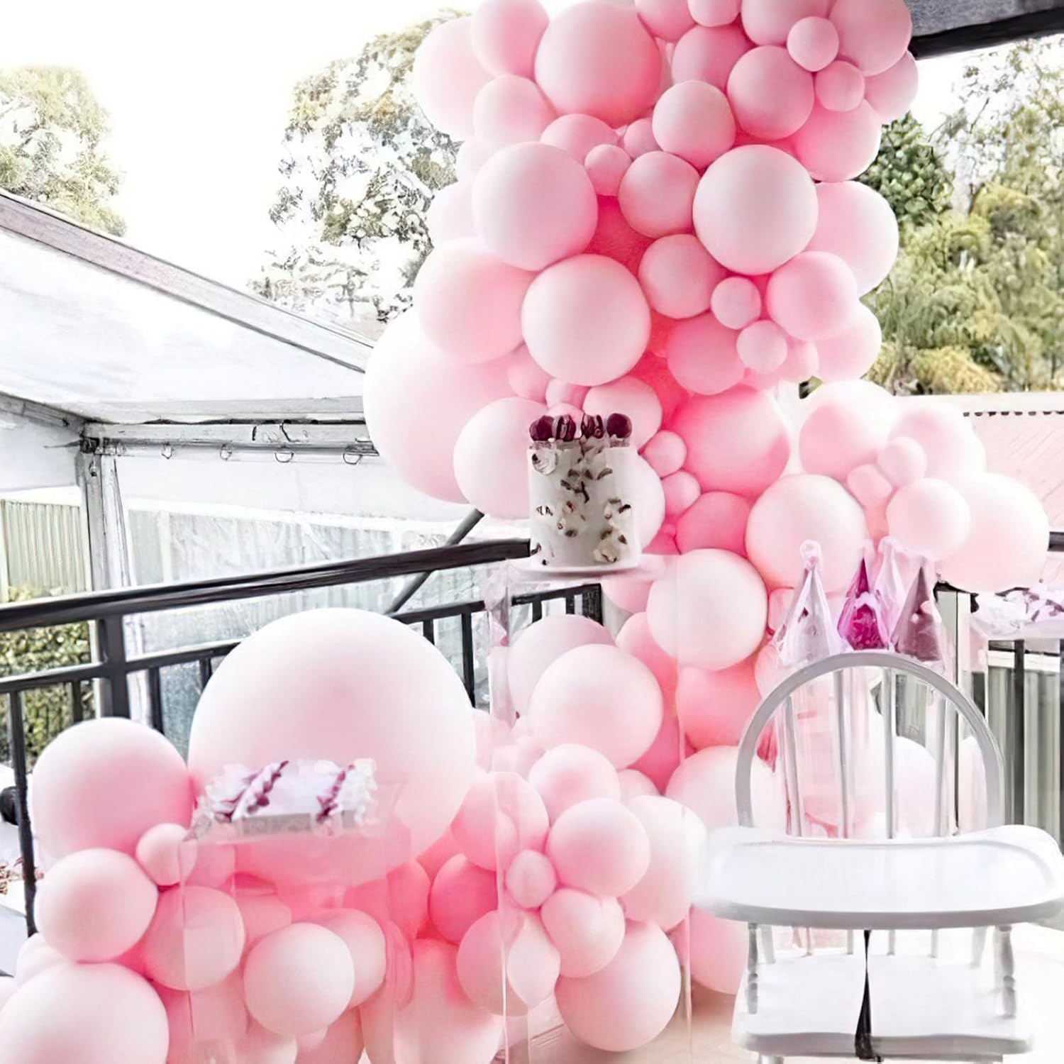 PartyWoo Baby Pink Balloons - 50pcs 5 Inch Pastel Latex Helium Balloons for Baby Showers & Parties