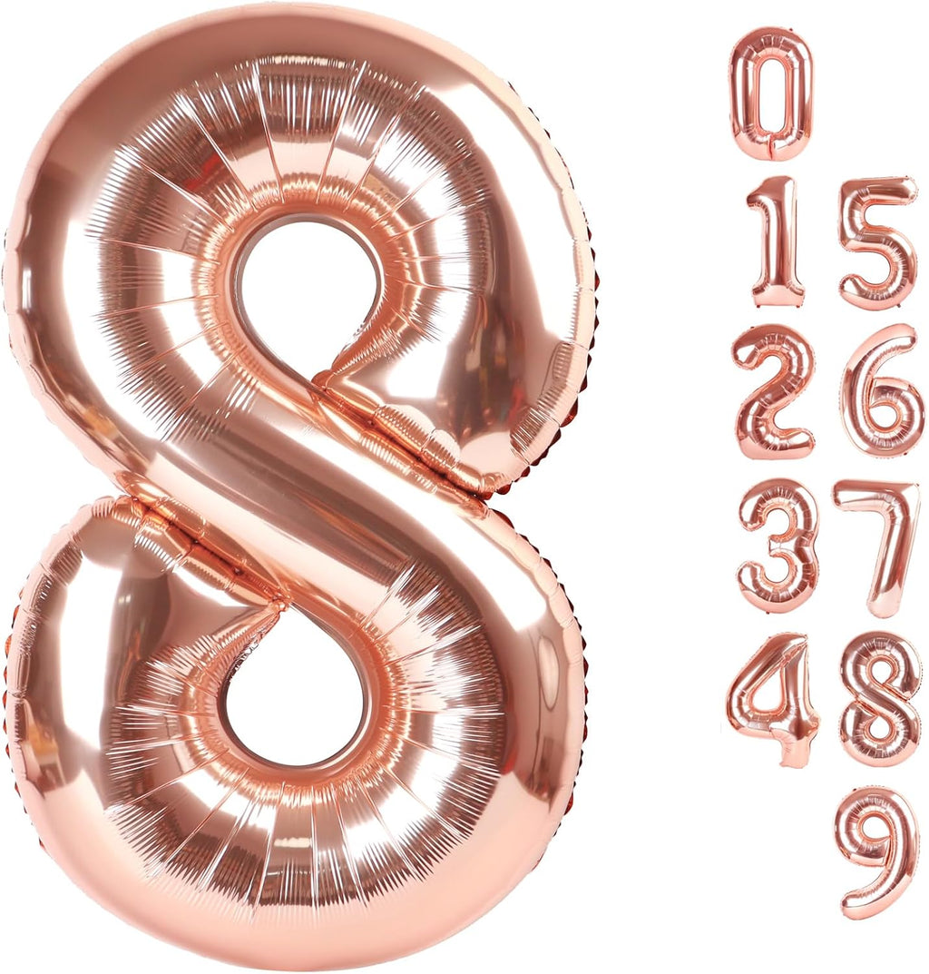 Rose Gold 40 Inch Number 8 Balloon - Perfect for 8th Birthday, Weddings & Graduations | Party Decorations