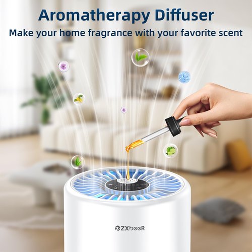 ZXBEER H13 True HEPA Air Purifier with Remote Control, Night Light, Timer, Sleep Mode, Quiet Air Cleaner for Baby, Living Room, Kitchen (White)