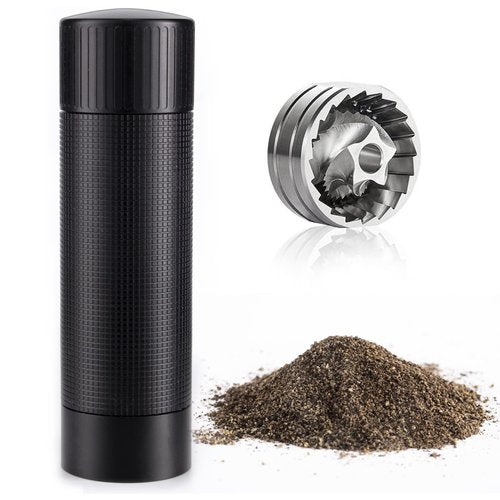 Luvan Pepper Grinder Mill, Heavy Duty Aluminum Manual Pepper Mill, Professional Grade Pepper Grinder with Stainless Steel Blade and Adjustable Coarseness, Black Pepper Mill Grinder Refillable Gift Set
