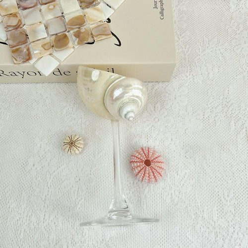 GKWW 2Pcs Seashell Wine Glasses Wedding Wine Glasses Conch Goblet Martini Cocktail Glass Cup for Birthday Wedding Beach Bridesmaids Anniversary Party(A)