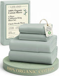 LANE LINEN 100% Organic Cotton California King Sheets Set - Soft, Fade Resistant, Fully Elasticized, Fits Mattresses Up to 15" Deep | Cool Blue