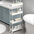 SPACELEAD Slim Storage Cart - 4-Tier Rolling Utility Organizer for Bathroom, Kitchen & Office - White