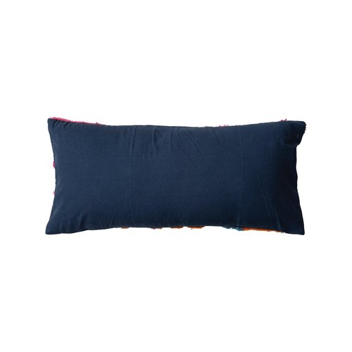 Creative Co-Op Embroidered Fabric Indoor/Outdoor Lumbar Pillow with Botanicals and Tufting, Multicolor