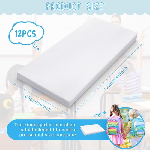 VitalCozy 12 Pcs Daycare Cot Sheets for Sleeping Bulk 48 x 24 Inch Standard Size Preschool Soft Breathable Nap Rest Mat Crib Sheet for Kids Baby Boys Girls (White)