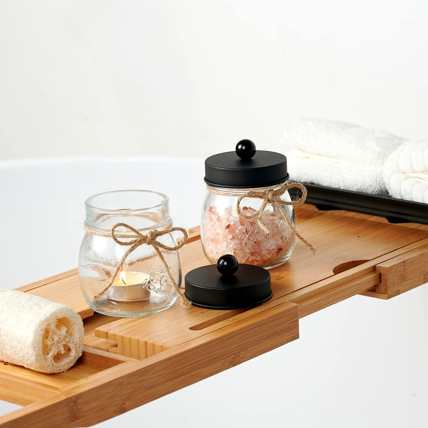 SheeChung Qtip Holders - Stylish Black Bathroom Decor for Cotton Swabs & Balls | 2 Pack