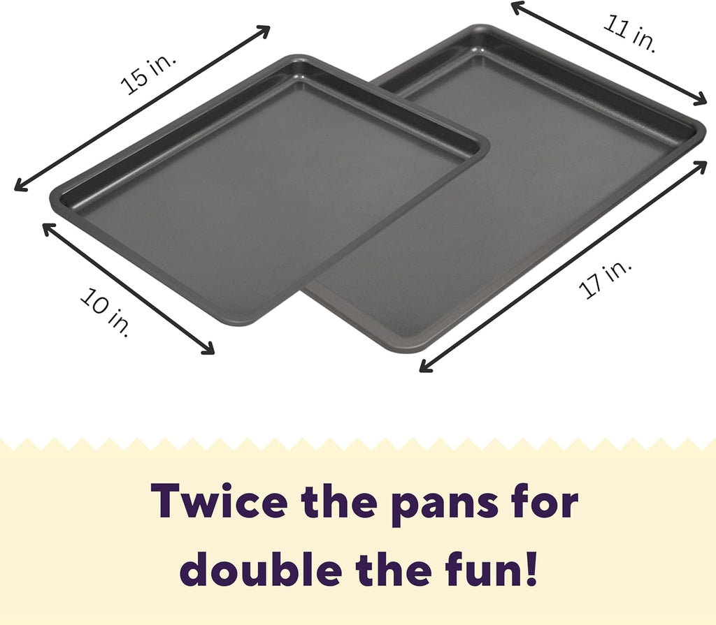 Wilton Silver Non-Stick Baking Sheet Set - 2-Piece Cold-Rolled Steel Bakeware, PFAS-Free