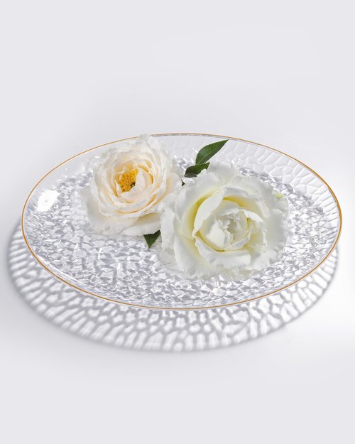 Hioasis 350pcs Clear Gold Plastic Plates - Clear Plastic Dinnerware Set Includes 50 Dinner Plate, 50 Dessert Plate, 50 Cups, 50 Napkins Perfect for Wedding & Party