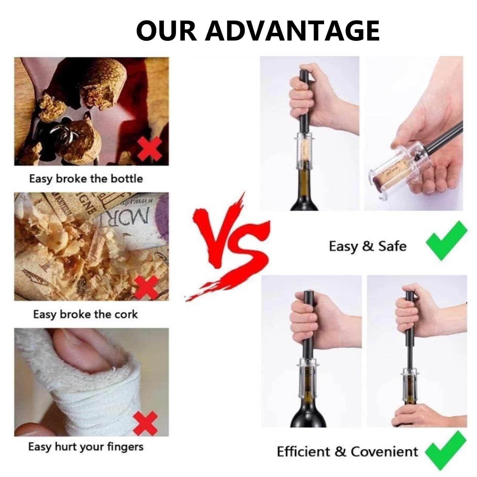 Wine Air Pressure Pump Bottle Opener Set,Simple Wine Pump Cork Remover Corkscrew,Efficient Corkscrew Bottle Opener,Easy Screw Out Tool, Perfect Wine Gift For Wine Lovers. (2)