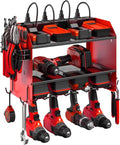 CCCEI Modular Power Tool Organizer - Wall Mount Charging Station & Heavy Duty Storage Shelf | Red, 1 Pack