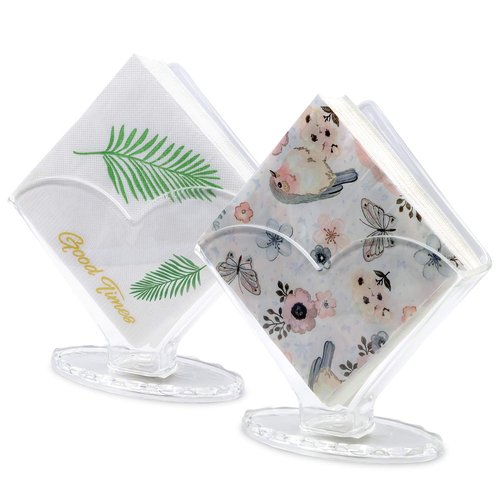 Cocktail Napkin Holder 2 Pack, Acrylic Clear Coffee Filter Holder, Modern Design, Decorative Caddy Holder for Tables and Kitchen Decor