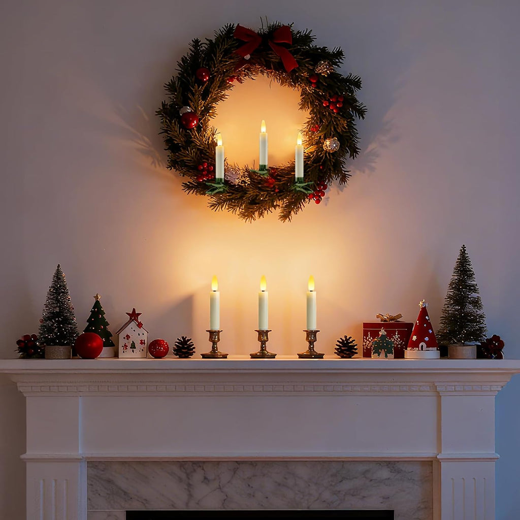Skiennix 4-Inch Clip-On Candles - Battery Operated Flameless LED Lights with Remote Timer | 10 Pcs for Christmas & Halloween Decor
