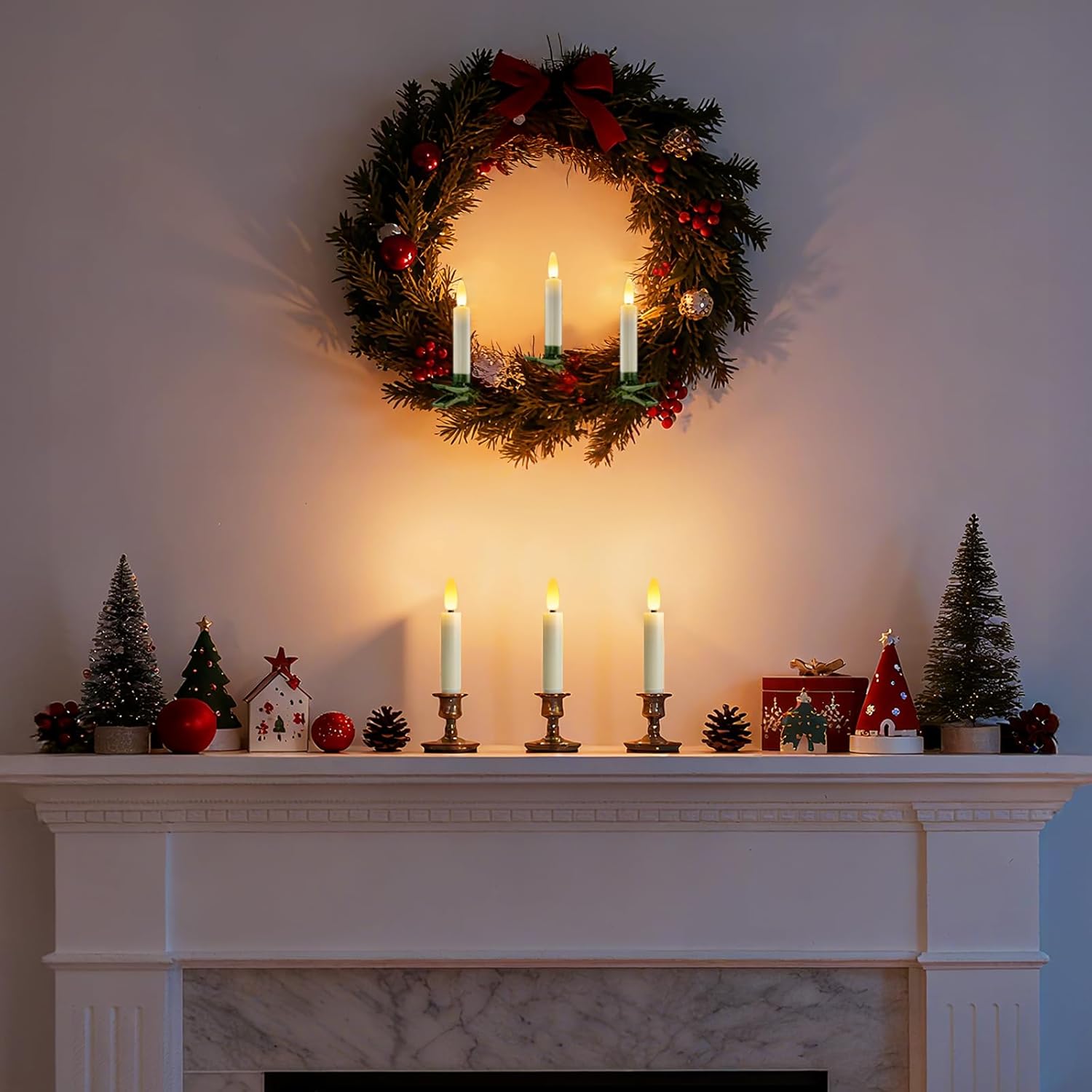 Skiennix 4-Inch Clip-On Candles - Battery Operated Flameless LED Lights with Remote Timer | 10 Pcs for Christmas & Halloween Decor